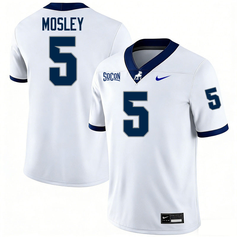 Samford Bulldogs #5 Jaden Mosley College Football Jerseys,Uniforms-White